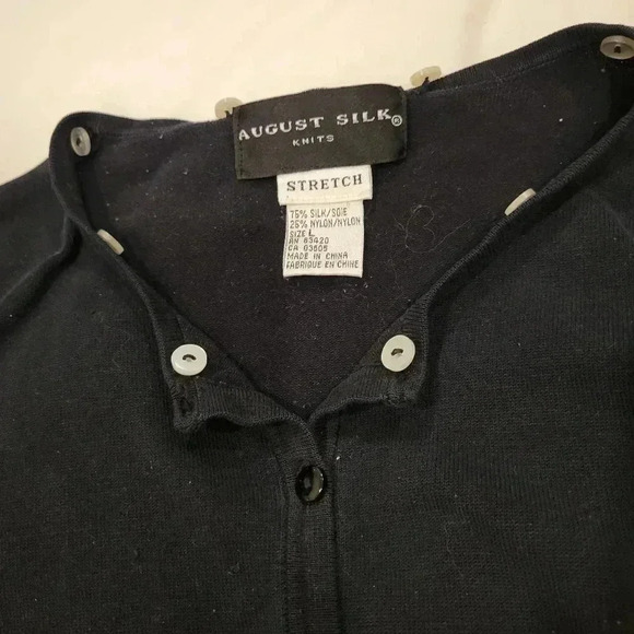 Womans August Silk Knits Black Short Knitted Jacket Long Sleeves large - Picture 7 of 8